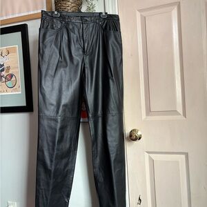 Jones New York Men's Black Leather Pants